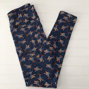 NWT LulaRoe OS Leggings Circus Clown on Unicycle Blue LLR Woman One Size NEW